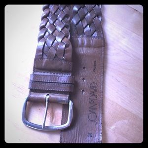 Joan and David calfskin thick braided belt